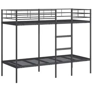 vidaXL Vidaxl Lit Superposé Sans Matelas Noir 75x190 Cm Acier pas cher