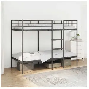 vidaXL Vidaxl Lit Superposé Sans Matelas Noir 90x190 Cm Acier pas cher