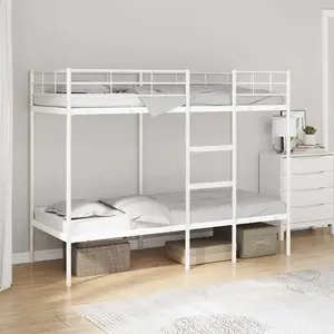 Lit superposé sans matelas blanc 75x190 cm acier vidaXL pas cher