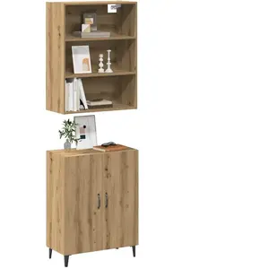vidaXL Buffet avec armoire murale chêne artisanal bois d'ingénierie pas cher