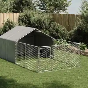 Comparateur de prix : vidaXL Niche d'extérieur pour chien enclos 4x2x1,5 m acier galvanisé