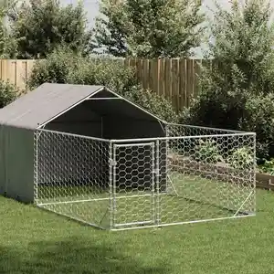 Comparateur de prix : Vidaxl - Niche d'extérieur pour chien enclos 7x2x1,5 m acier galvanisé