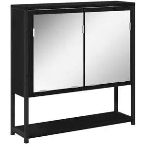 Vidaxl - Armoire De Toilette Avec Miroir Chêne Noir 60 X 16 X 60 Cm pas cher