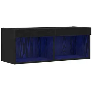 Comparateur de prix : vidaXL Buffet Tv Vidaxl Avec Éclairage Led Chêne Noir 80x30x30 Cm