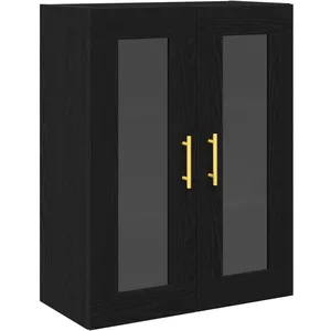 Vidaxl armoire murale  avec portes en verre chêne noir 69,5x34x90 cm pas cher