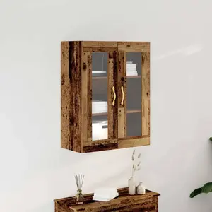 Vidaxl armoire murale  avec portes en verre bois ancien 69,5x34x90 cm pas cher