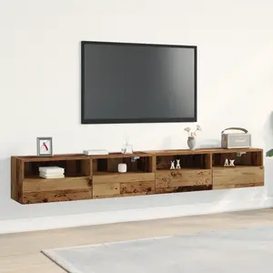 vidaXL Meubles TV 2 pcs Bois Vieilli 100x30x30 cm Bois d Ingénierie pas cher