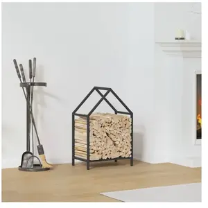 Comparateur de prix : vidaXL Portant de bois chauffage noir 40x25x60 cm