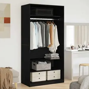 Comparateur de prix : vidaXL Armoire Vidaxl En Chêne Noir 100x50x200 Cm En Bois D'ingénierie