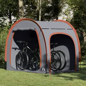 vidaXL Tente de rangement pour vélos Gris et orange 218 x 156 x 180 cm pas cher