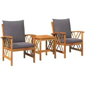 vidaXL Ensemble de canapé de jardin avec coussin 3 pcs Huile Naturelle pas cher