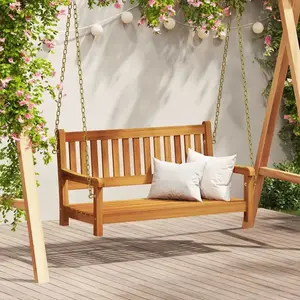 vidaXL Banc suspendu 2 places 110x56x58 cm en bois massif d'acacia pas cher