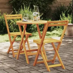 vidaXL Ensemble Bistro 3 Pièces Bois Massif Acacia pas cher