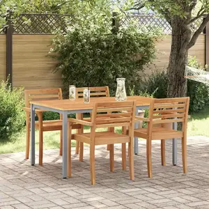 vidaXL Table de jardin 150x90x75 cm en bois d'acacia massif et métal pas cher