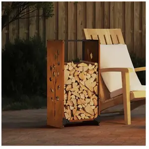 Vidaxl étagère à bois 40x30x80 cm acier résistant aux intempéries pas cher