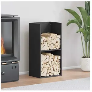 Vidaxl portant de bois chauffage noir 40x30x80 cm pas cher