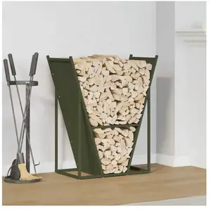 Comparateur de prix : Vidaxl portant de bois chauffage vert olive 69,5x35x81 cm