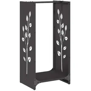 Vidaxl - Portant de bois chauffage noir 40x30x80 cm pas cher