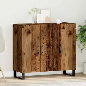 vidaXL Buffet avec 3 portes en vieux bois 90x34x80 cm en bois d ingénierie pas cher