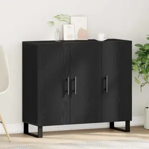 vidaXL Sideboard noir imitation chêne 90 x 34 x 80 cm Bois composite