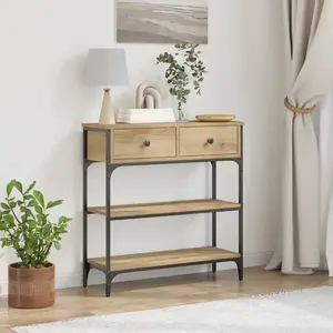 Table Console Avec Tiroir Chêne Artisanal 72,5 X 25 X 75 Cm Vidaxl pas cher