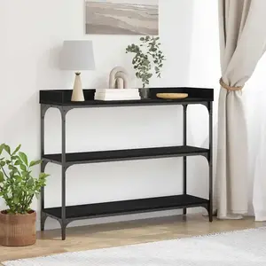 vidaXL Table Console avec étagère Chêne noir 100 x 30 x 80 cm pas cher