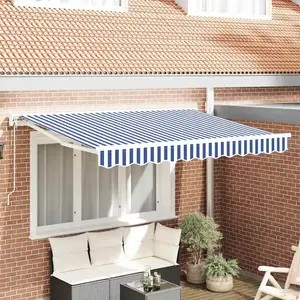 vidaXL Store rétractable bleu et blanc 250x200 cm Tissu pas cher