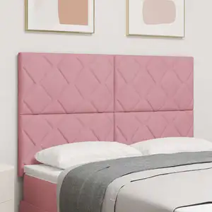 vidaXL Tête de lit design à blocs diamant rose 160 cm en velours pas cher