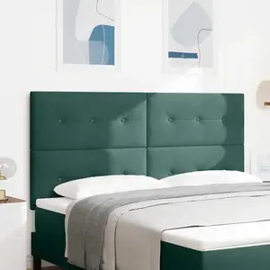 vidaXL Headboard LED Vert Foncé 90 cm Velours pas cher