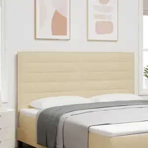vidaXL Tête de lit Design à lignes Crème 90 cm Tissu pas cher