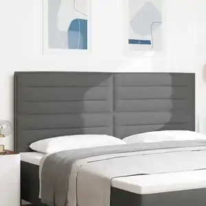 vidaXL Tête de Lit LED Design Lignes Gris Foncé 100 cm Tissu pas cher