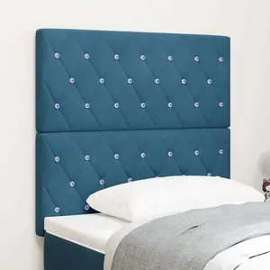 vidaXL Headboard LED bleu foncé 100 cm en velours, Headboard bleu fonc... pas cher