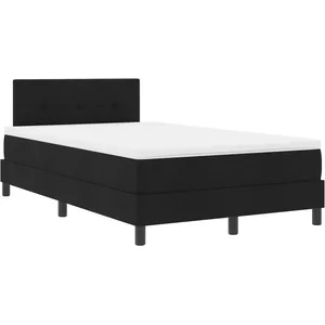 vidaXL Lit à sommier tapissier avec matelas Noir 120x190 cm Tissu 3338673 pas cher