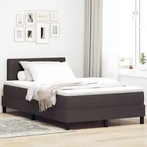 vidaXL Vidaxl Lit Box Spring Avec Matelas Marron Foncé 120x200 Cm Tissu pas cher