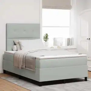 vidaXL Lit À Ressorts Box Avec Matelas Velours Gris Clair Petit Double pas cher