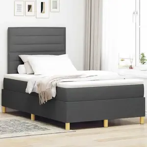 Lit À Ressorts Avec Tête De Lit Gris Foncé 120 X 190 Cm Tissu Vidaxl pas cher