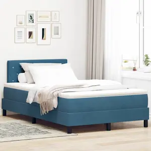 Vidaxl lit à ressorts avec matelas bleu foncé 120 x 190 cm velours pas cher