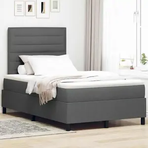 vidaXL Lit à Ressorts avec Matelas Gris foncé 120 x 190 cm Tissu pas cher