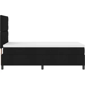 vidaXL Lit à ressorts avec matelas Noir 100 x 200 cm tissu 3339443 pas cher