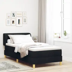 vidaXL Lit box spring en tissu noir avec matelas 100x200 cm pas cher