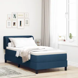 vidaXL Lit coffre ressort avec matelas bleu 80x200 cm en tissu pas cher