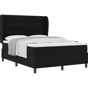 vidaXL Lit Box Spring avec Matelas en Noir, 160x200 cm, Tissu pas cher