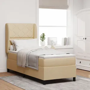 vidaXL Box Spring  avec Matelas - Crème, 80x200 cm Tissu