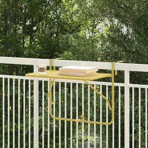 vidaXL Vidaxl Table De Balcon Suspendue Pliable - Or, 60x40 Cm, Acier pas cher