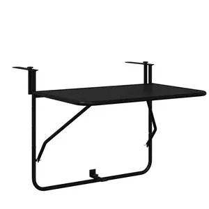 vidaXL Table De Balcon Pliable Vidaxl Noir 60x40 Cm En Acier pas cher