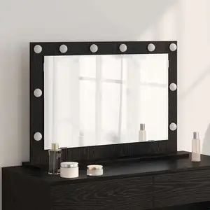 vidaXL Miroir de vanité Rectangulaire Chêne noir 80 x 15 x 18 cm