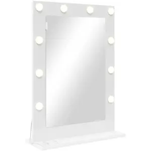 vidaXL Miroir de vanité Blanc 70 x 50 x 18 cm Verre et bois composite