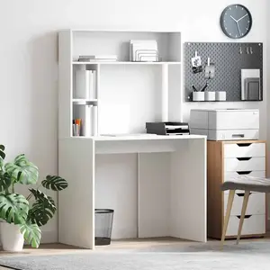 Comparateur de prix : vidaXL Bureau avec étagère Blanc 91 x 50 x 149 cm Bois d'ingénierie