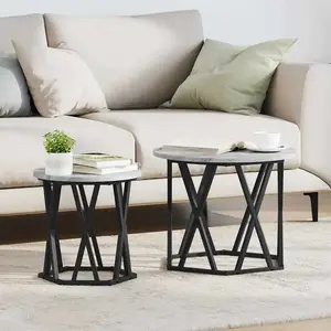 vidaXL Table d'appoint 2 pcs Gris Sonoma Bois d'ingénierie et acier pas cher