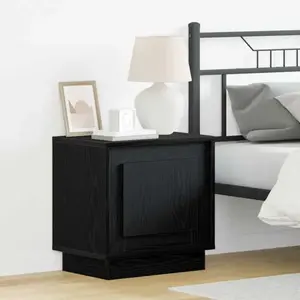 vidaXL Table De Nuit Vidaxl Ensemble De 2 Chêne Noir Bois D'ingénierie pas cher